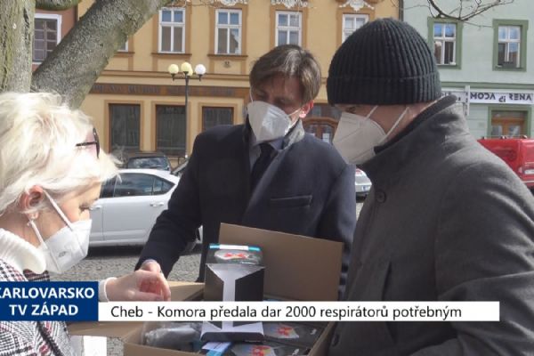 Cheb: Komora předala dar 2000 respirátorů potřebným (TV Západ) Cheb: Komora předala dar 2000 respirátorů potřebným (TV Západ)