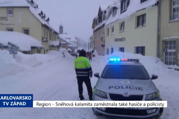 Region: Sněhová kalamita zaměstnala také hasiče i policisty (TV Západ)