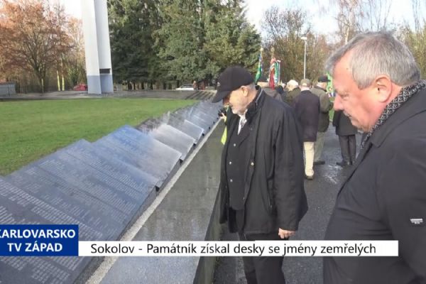 Sokolov: Památník získal desky se jmény zemřelých (TV Západ)