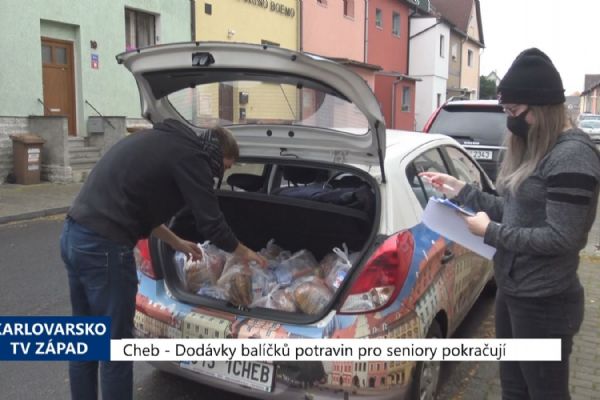 Cheb: Dodávky balíčků potravin pro seniory pokračují (TV Západ)