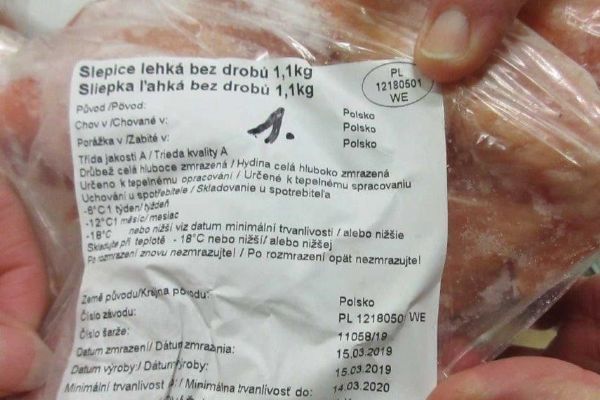 Téměř čtyři tuny drůbežího masa z Polska obsahovaly salmonely