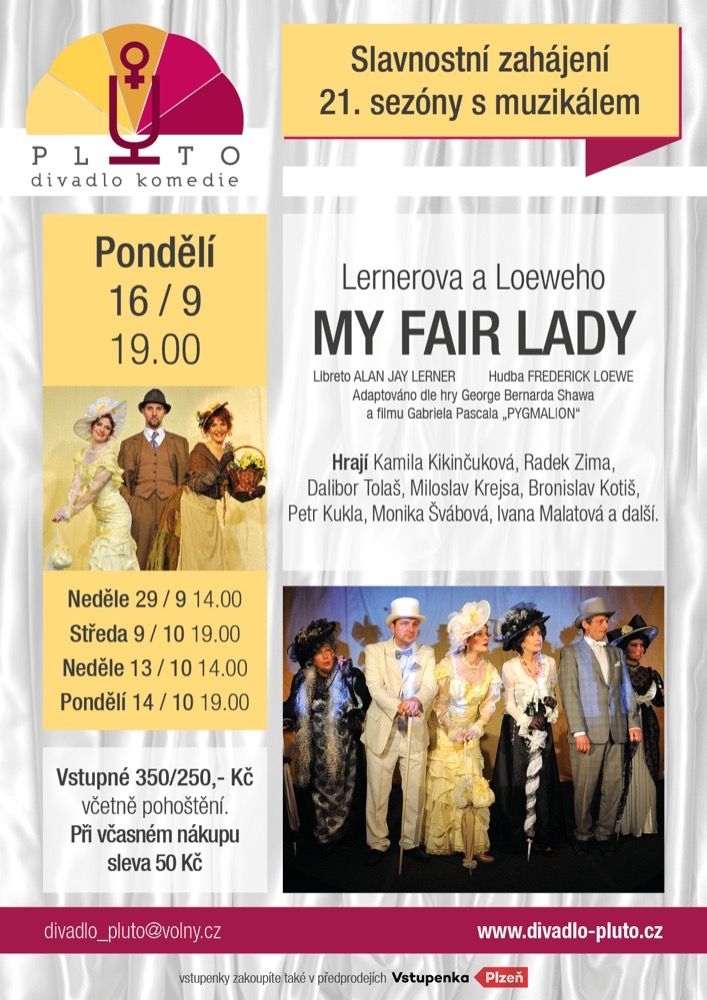 Divadlo PLUTO vstoupí 16. září do své 21. sezóny legendárním muzikálem My Fair Lady
