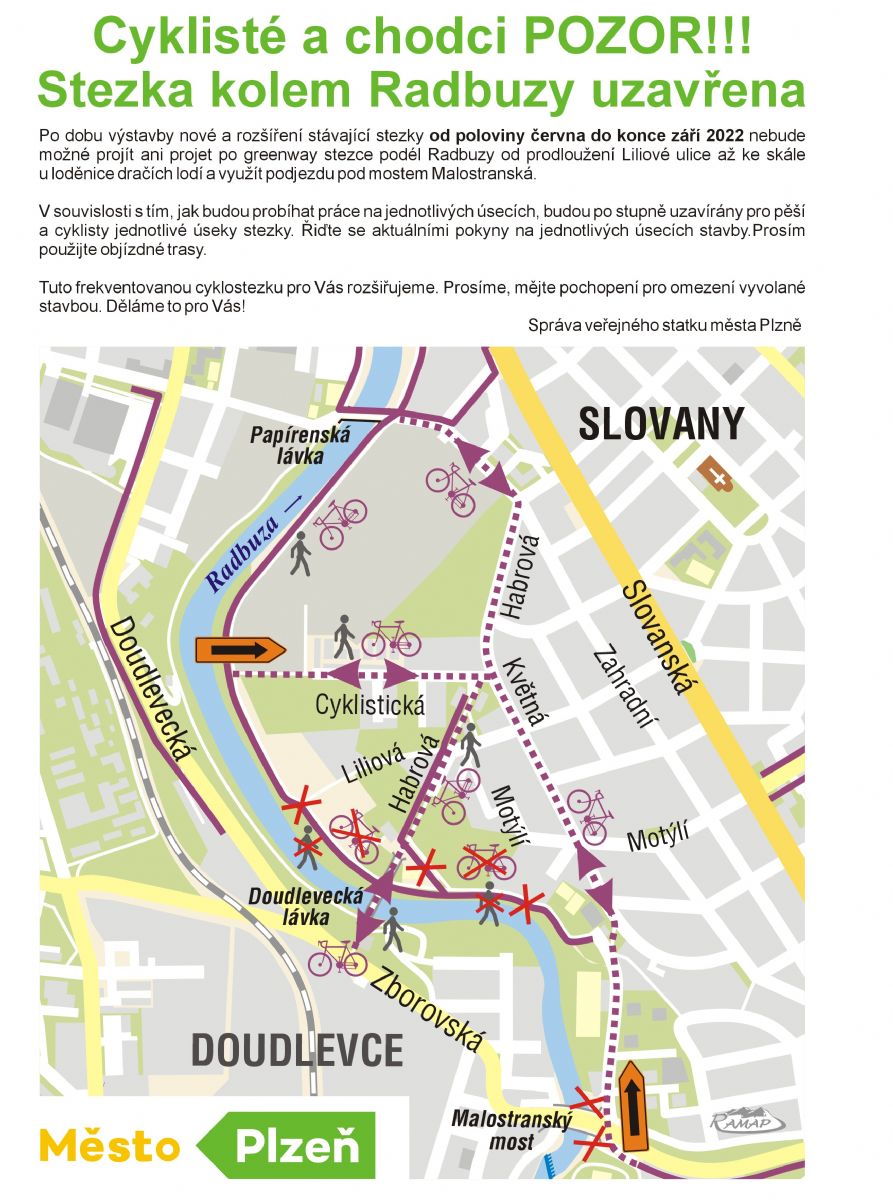 Město rozšíří frekventovanou greenway cyklostezku podél Radbuzy