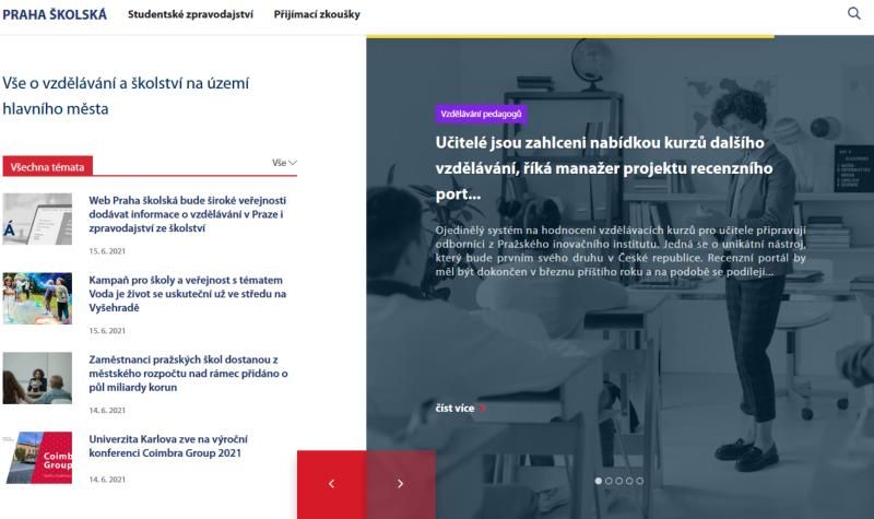 Web Praha školská bude přinášet informace o vzdělávání v Praze i zpravodajství ze školství