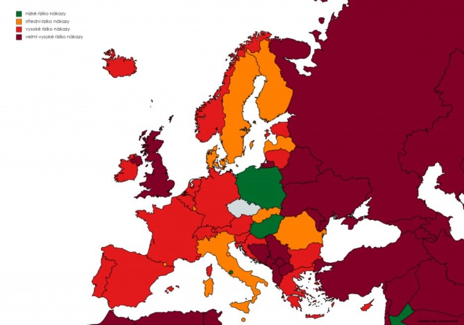 Chorvatsko, Irsko a Rakousko budou nově v červené kategorii zemí podle míry rizika nákazy