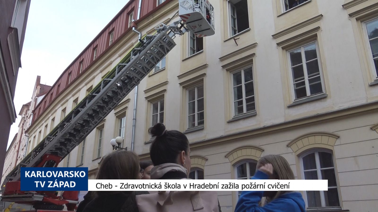 Cheb: Zdravotnická škola v Hradební zažila požární cvičení (TV Západ)