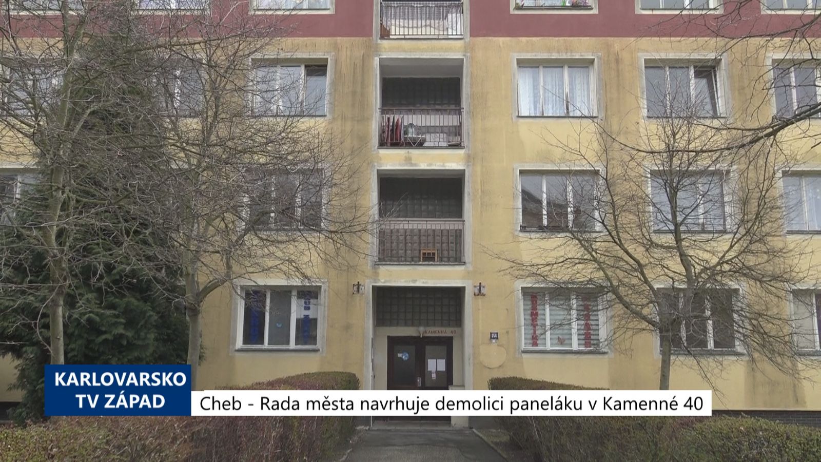 Cheb: Rada města navrhuje demolici paneláku v Kamenné 40 (TV Západ)