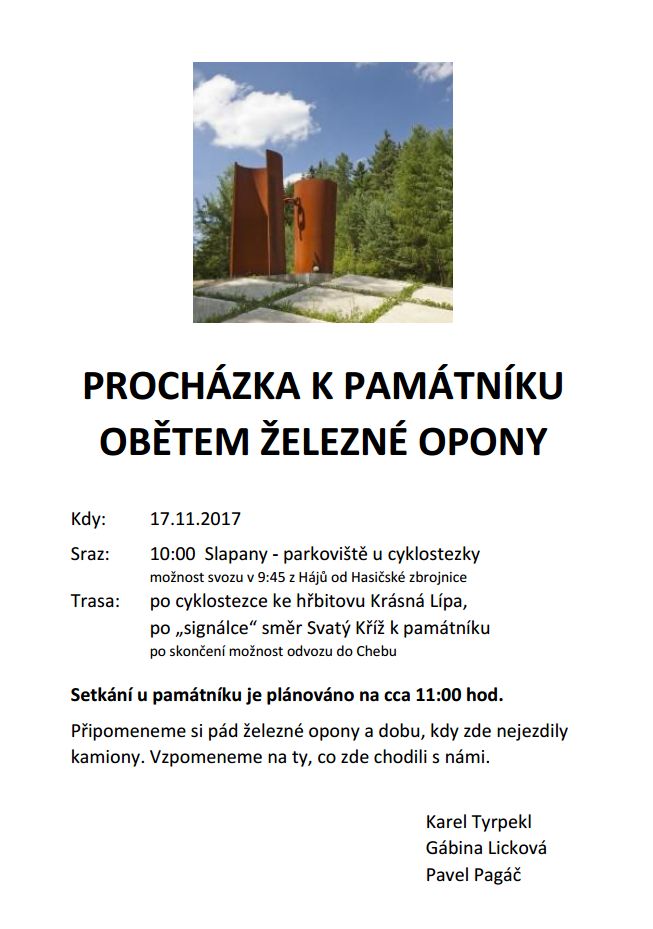 Chebsko: Pozvánka na setkání u památníku